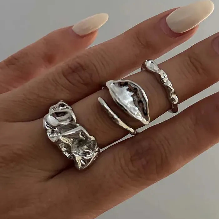 6Pcs Vintage Gold Starfish Sun Open Ring Set Punk Beach Jewelry