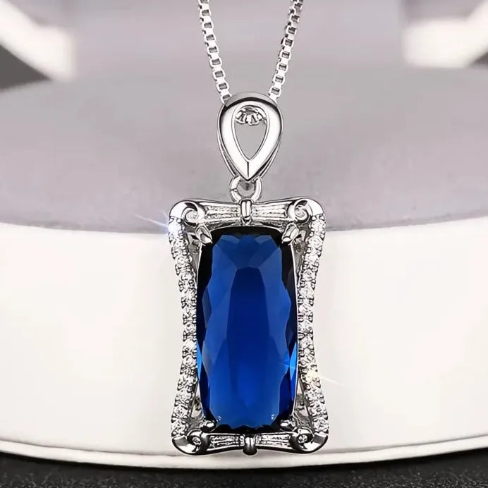 Trendy Brass Cubic Zirconia Geometric Pendant Necklace with Box Chain