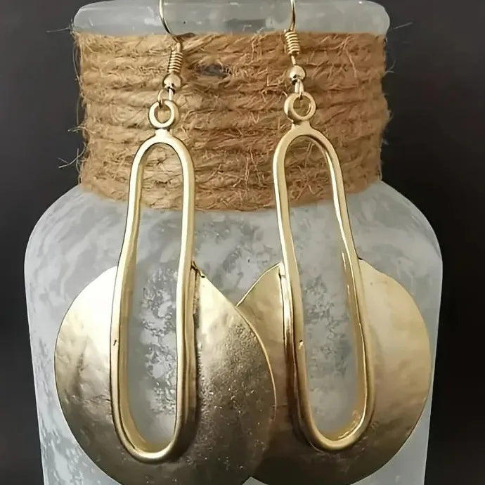 Retro Punk Geometric Metal Pendant Drop Earrings Gold Zinc Alloy Jewelry