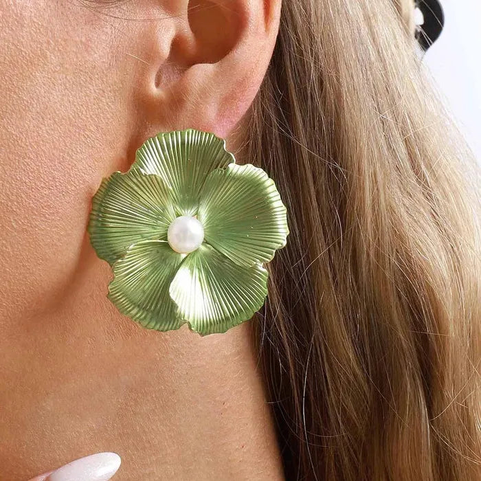 Colorful Floral Drop Earrings for Women Zinc Alloy Jewelry Gift