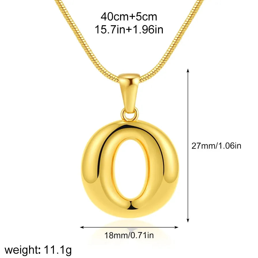 18k Gold Plated Stainless Steel Alphabet Initial Pendant Necklace A-Z for Women