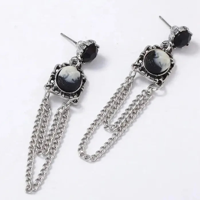 Vintage Geometric Oval Round Drop Tassel Chain Earrings for Women Stylish