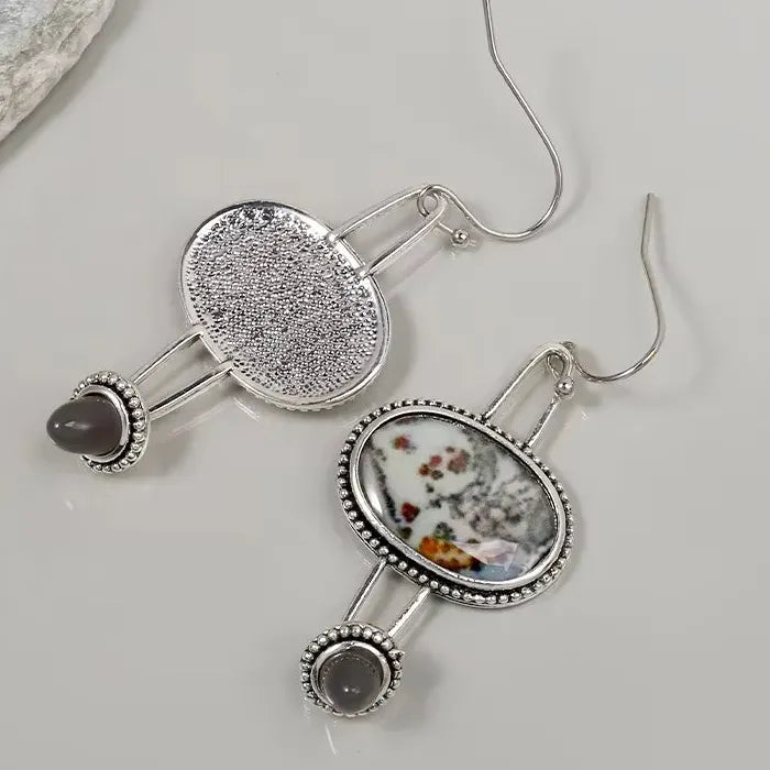 Vintage Water Drop Pendant Earrings Zinc Alloy Round Metal Ladies Jewelry