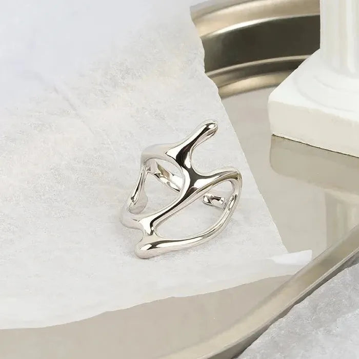Adjustable Silver Geometric Vintage Punk Ring for Women Party Jewelry