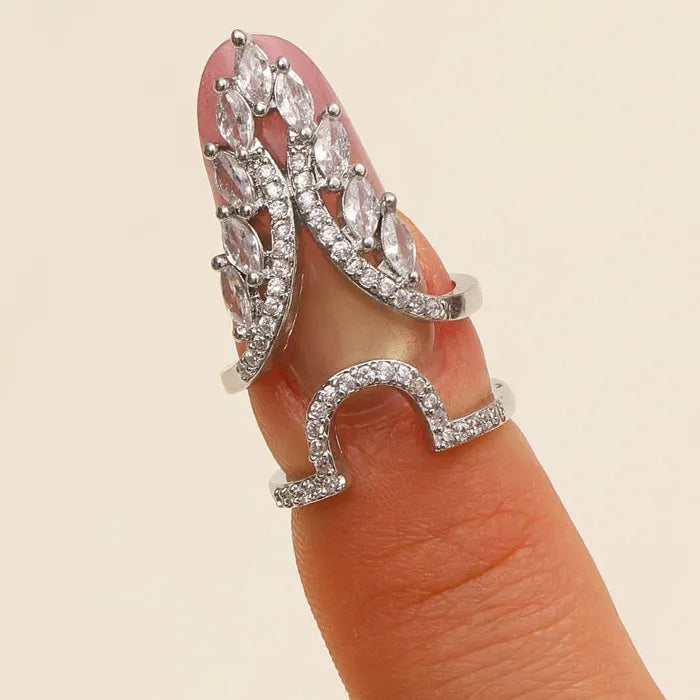 Adjustable Zircon Nail Ring for Women Retro Punk Jewelry Gift Trendy Geometric