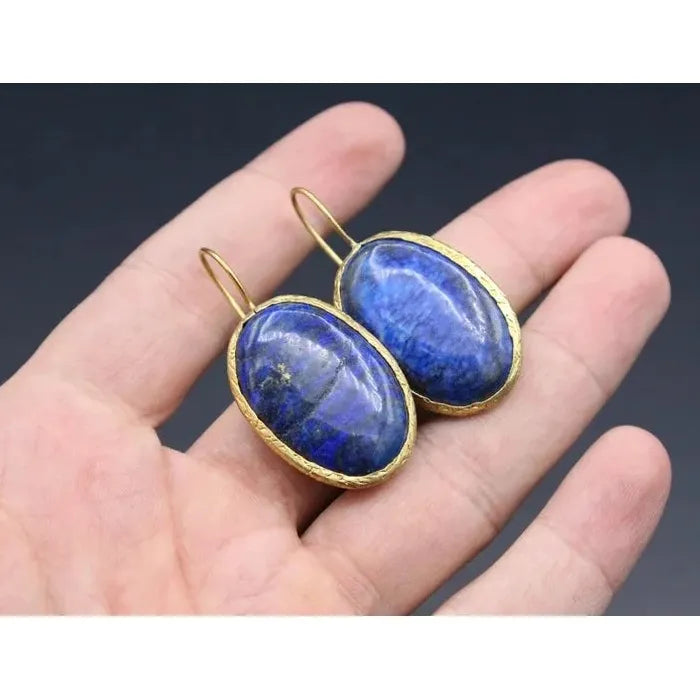 Retro Women's Oval Synthetic Stone Earrings, Classic Elegant Jewelry Gift