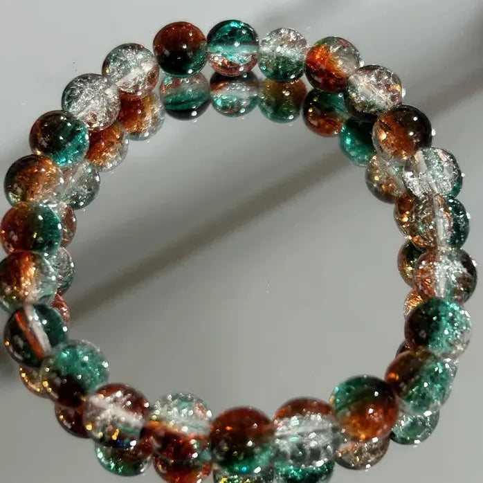 8MM Handmade Elastic Glass Beads Bracelet Minimalist Round Bangle Gift Jewelry