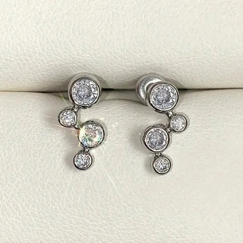 Silver Copper Crystal Cluster Spiral Ear Screen Cartilage Stud Earring