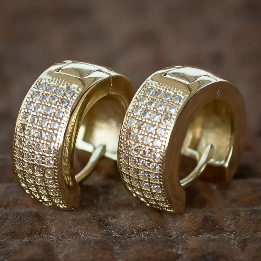Small Round Copper Hoop Earrings with Cubic Zirconia for Men and Women Fashion Jewelry