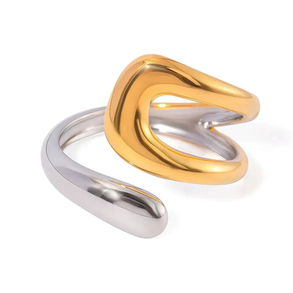 Stainless Steel Women’s Rings Gold Silver Irregular Line Classic Wedding Jewelry Gift