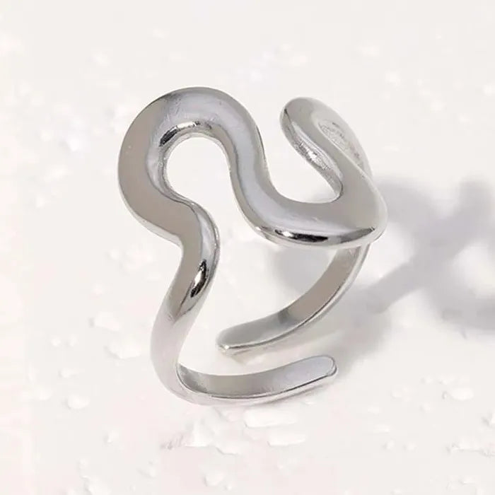 Adjustable Gold Color Stainless Steel Geometric Open Ring for Men Women Jewelry