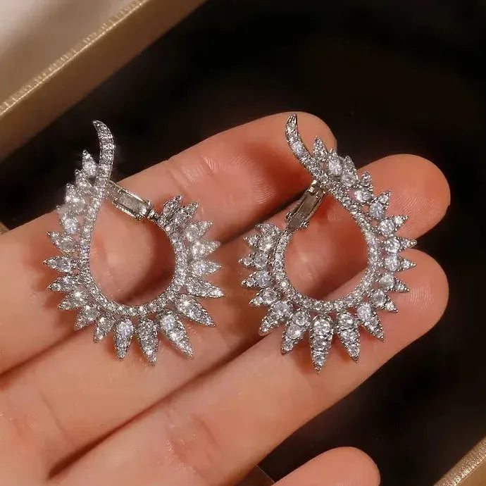 Elegant Star Cubic Zirconia Copper Earrings for Women Party Wedding Jewelry