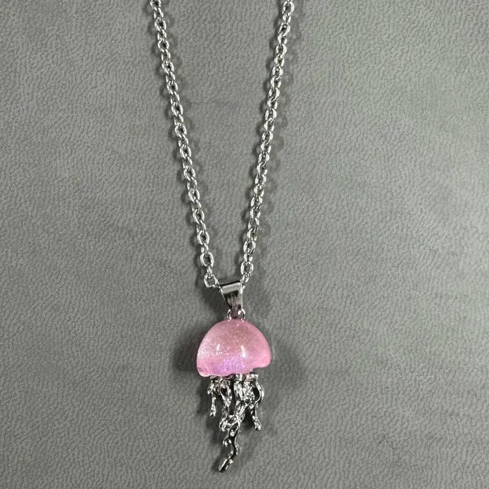 Silver Starfish Jellyfish Pendant Necklace for Women Zinc Alloy Gift