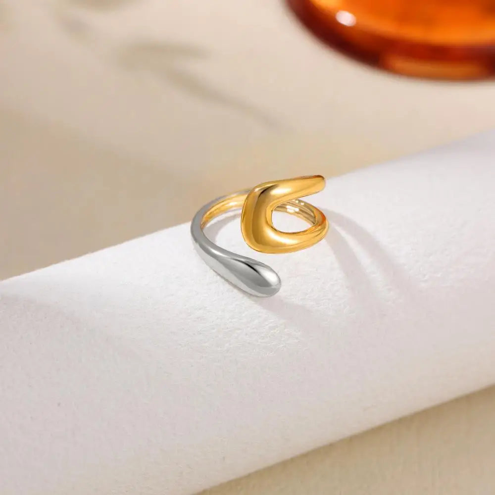 18K Gold Plated Copper Two Toned Cross Ring Waterproof Non-Tarnish Punk Jewelry