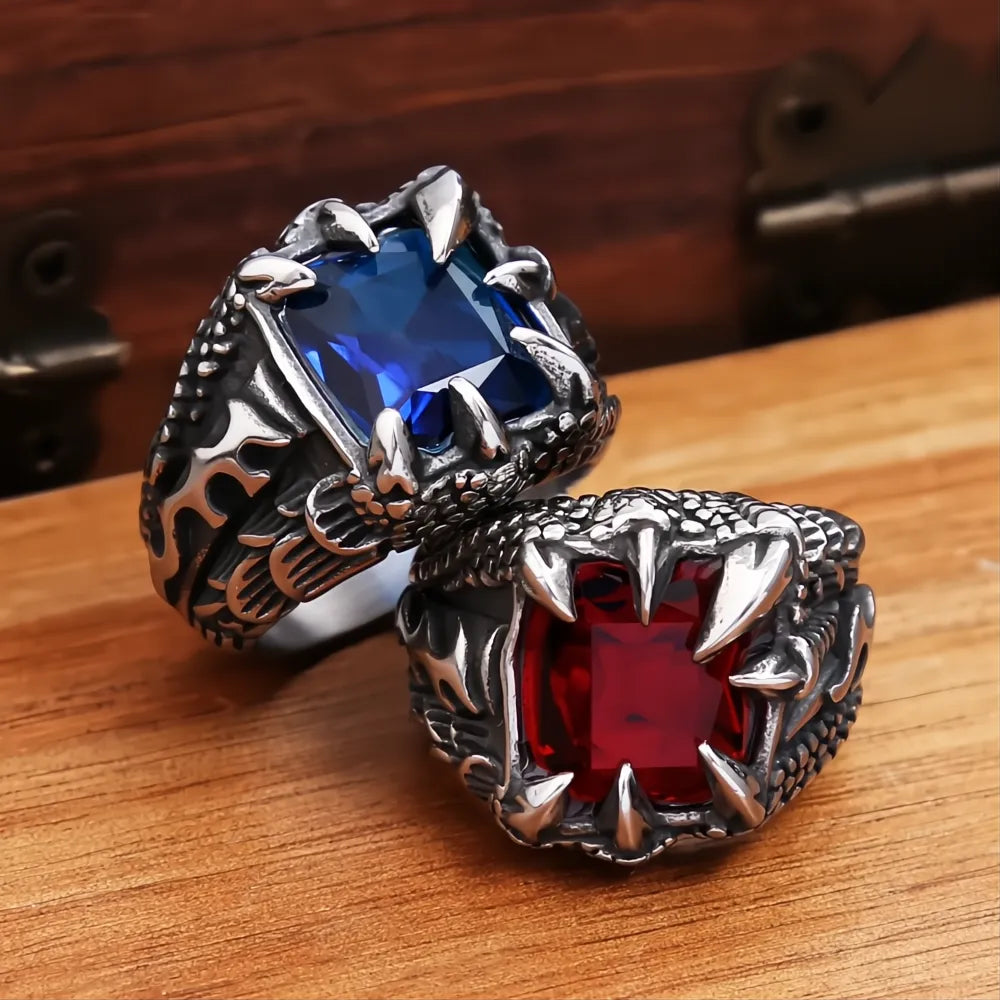 Vintage Viking Dragon Claw Ring for Men Boys 316L Stainless Steel Punk Nordic Jewelry Gift