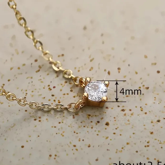 Elegant Women’s Minimalist Gold Cubic Zirconia Pendant Necklace Jewelry