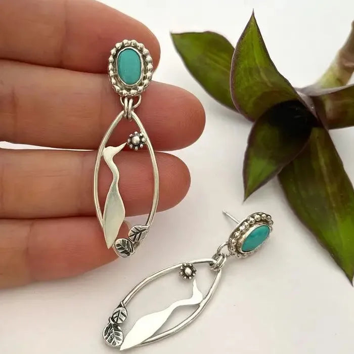 Vintage Zinc Alloy Hummingbird Drop Earrings Women’s Animal Jewelry Gift