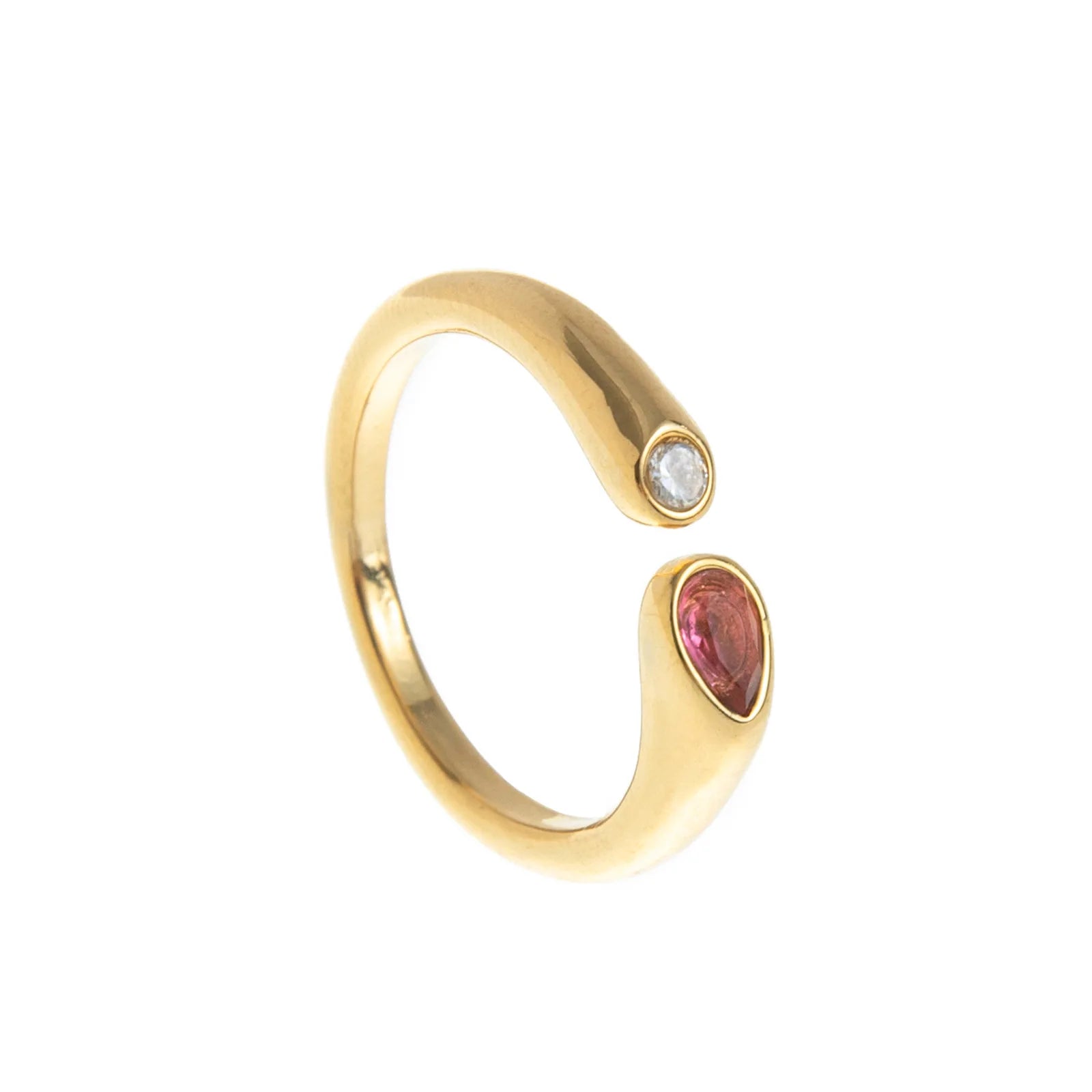 18k Gold Plated Stainless Steel 12 Month Birthstone Water Droplet Zircon Ring