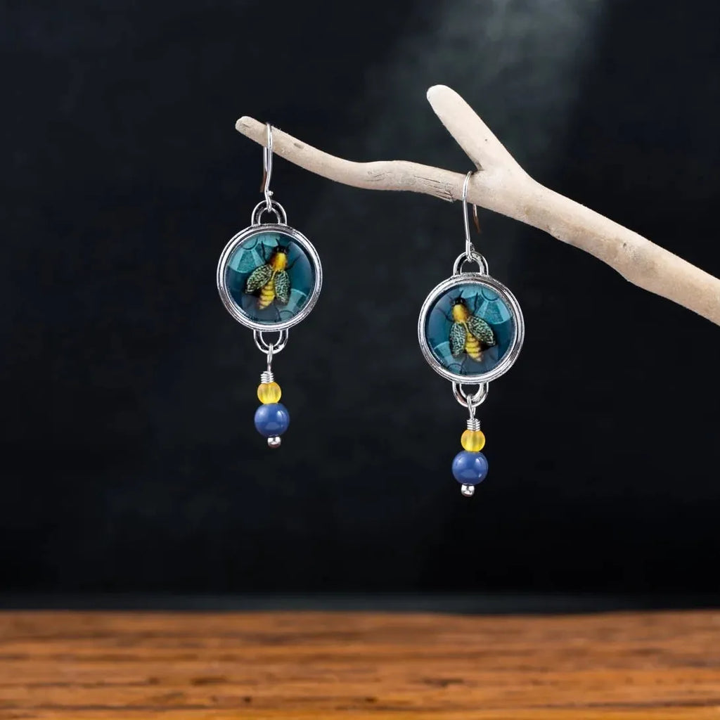 Vintage Indian Tribal Resin Pearl Geometric Bohemian Drop Pendant Earrings Women