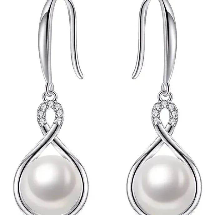 Graceful Women Geometric Drop Earrings Imitation Pearl Copper Alloy Wedding Jewelry