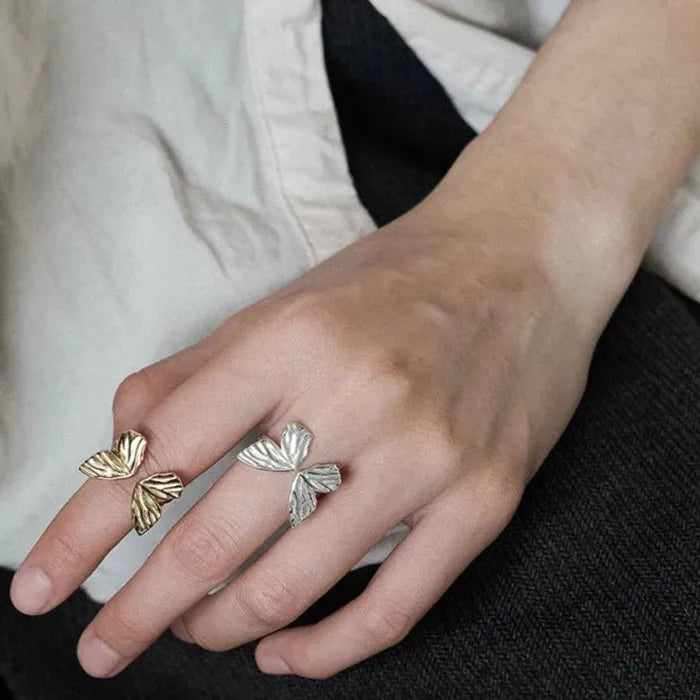 Personalized Copper Butterfly Open Ring Vintage Geometric Jewelry Gift Women