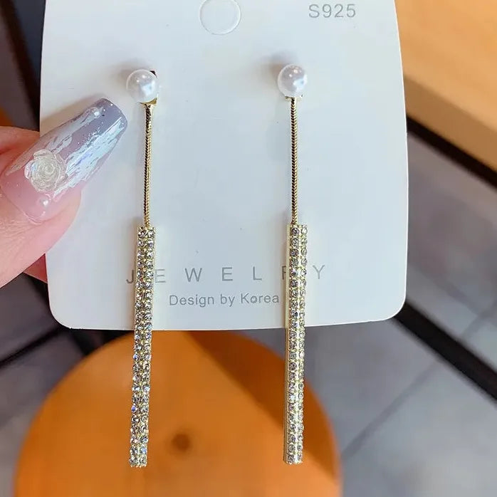 Stainless Steel Round Ball Tassel Dangle Earrings for Women Elegant Jewelry Gift