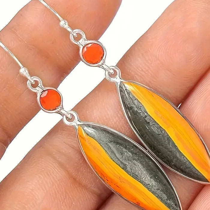 Vintage Multi Color Geometric Pendant Earrings Women Semi-Precious Stone Jewelry