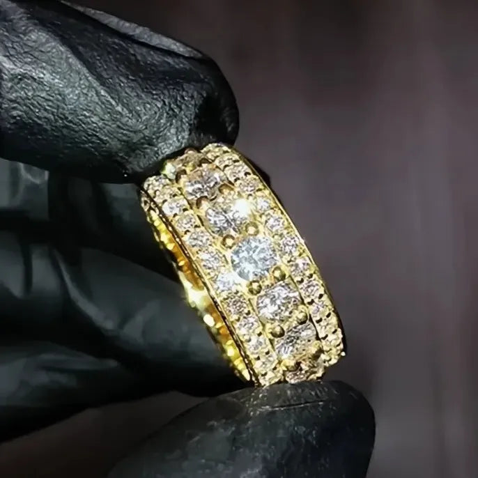 Classic Women’s Band Ring Full Paved Cubic Zirconia Crystal Wedding Engagement Party Jewelry