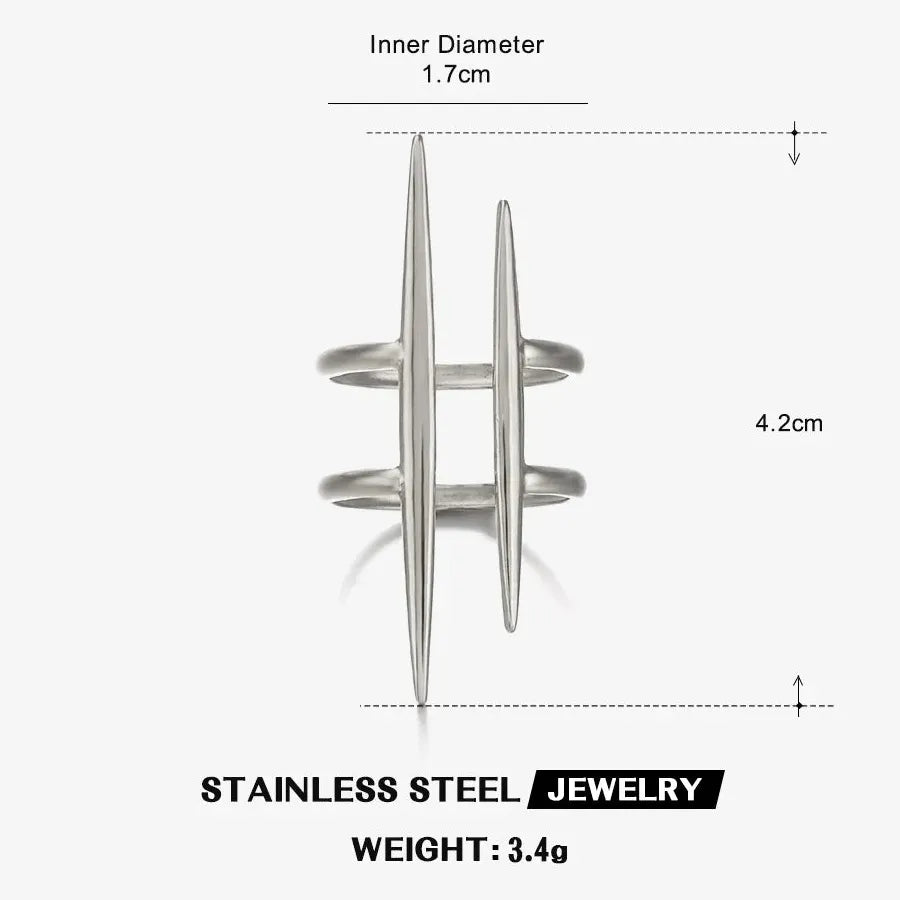 18K Gold Plated Stainless Steel Women's Vintage Geometric Cocktail Ring Jewelry