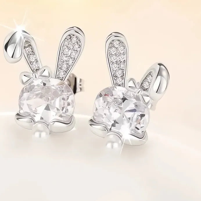 Sweet Rabbit Geometric Bowknot Stud Earrings for Women Wedding Party