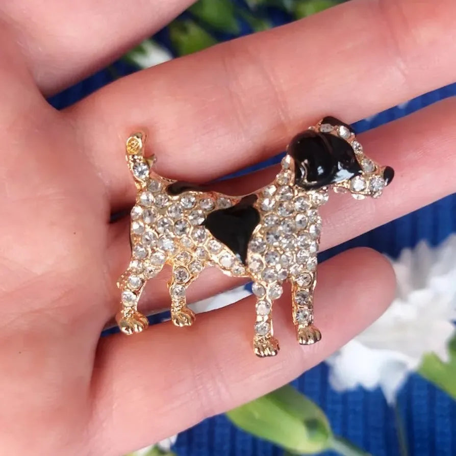Rhinestone Dog Brooch for Women Coat Pin Elegant Jewelry Gift Accessory