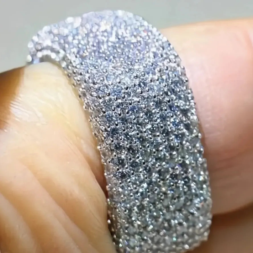 Women’s Geometric Square Band Ring Brass Cubic Zirconia Bling Bling Fashion Jewelry