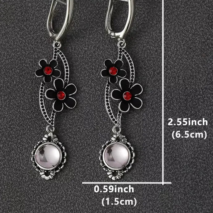 Vintage Bohemian Flower Drop Earrings Zinc Alloy Ethnic Ear Hook Jewelry Gift