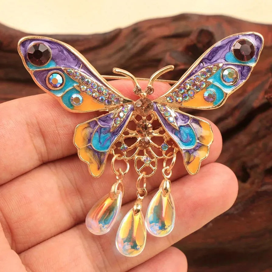 Vintage Elegant Chinese Style Butterfly Tassel Brooch Pin Gift