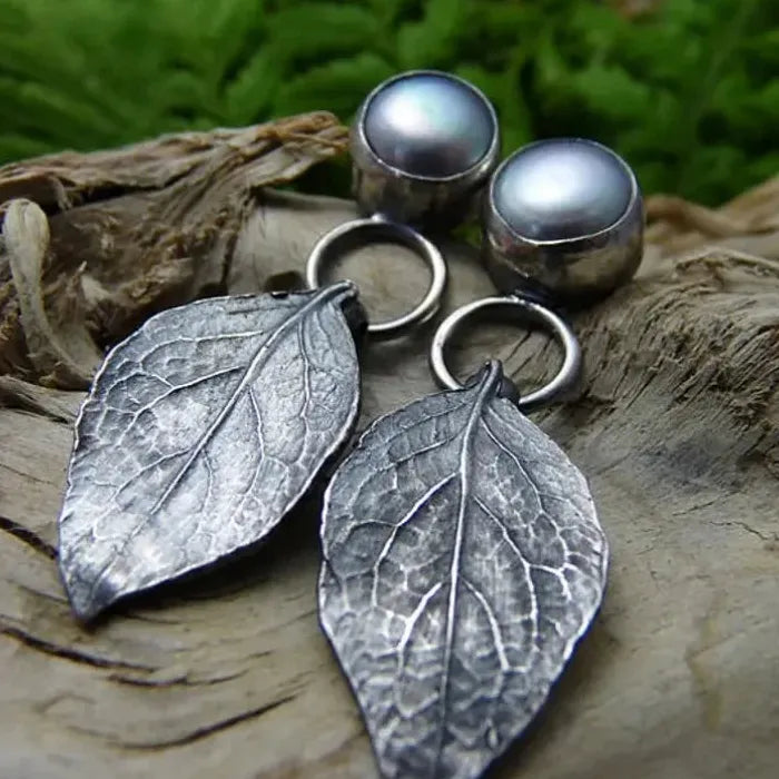 Vintage Indian Tribal Leaf Drop Earrings Zinc Alloy Bohemian Jewelry for Women