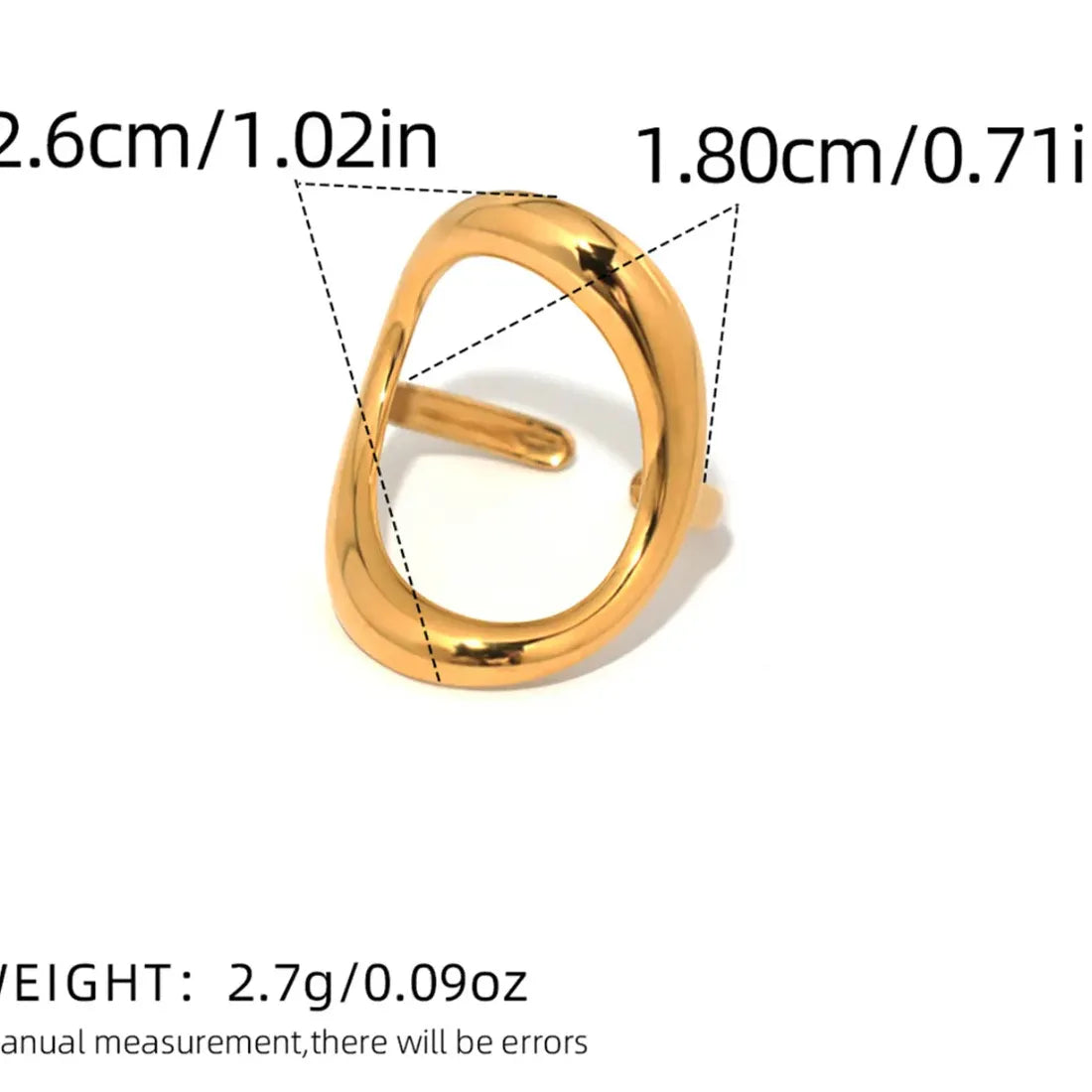 Geometric Gold Plated Stainless Steel Vintage Minimalist Ring for Women