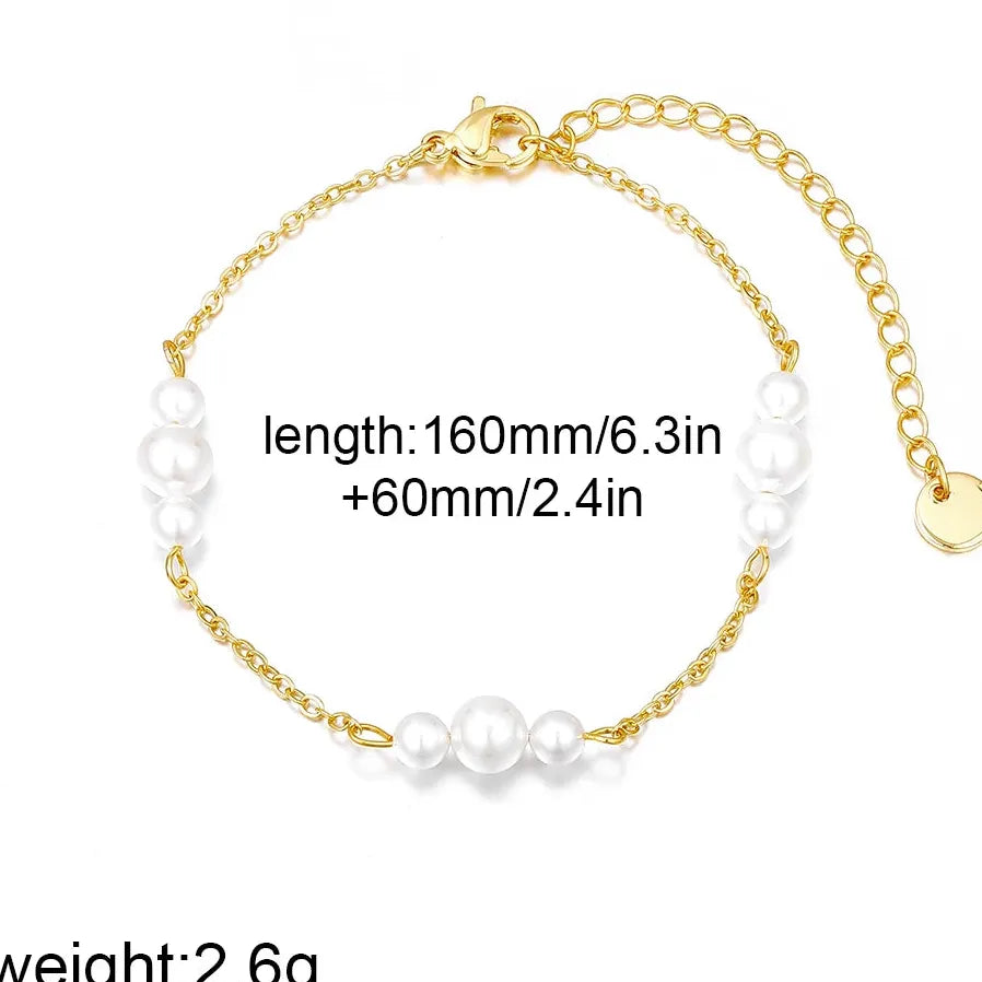 Handmade Adjustable 18k Gold Plated Pearl Bracelet Hypoallergenic Jewelry Non Tarnish