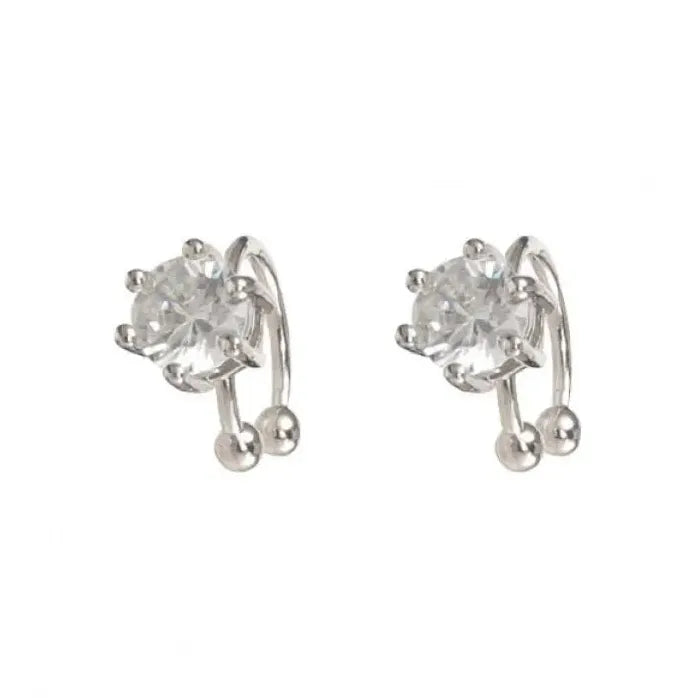 Shiny Rhinestone C-Shaped Ear Cuff Clip Earrings Non-Piercing Women Party Jewelry