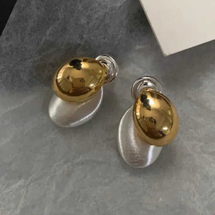 Vintage Stainless Steel Geometric Droplet Stud Earrings for Women
