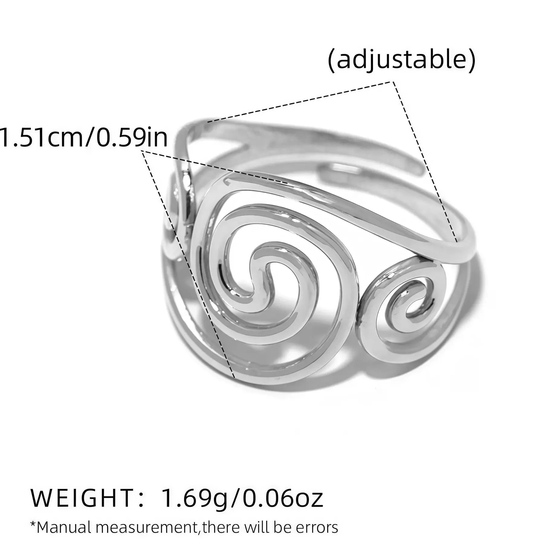 Adjustable Stainless Steel Skeleton Spiral Vortex Ring Unisex Fashion Jewelry