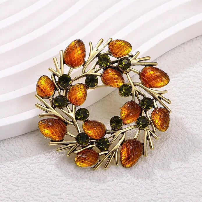 Watermelon Apple Durian Mulberry Fruit Brooch Pin for Women Men