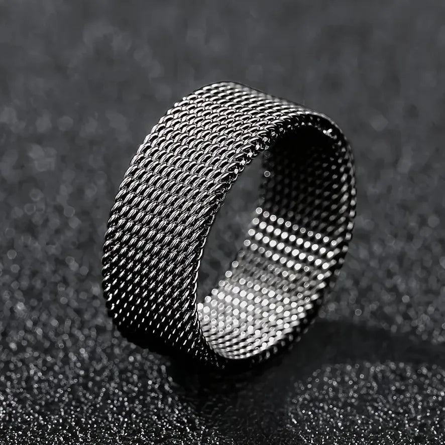 Luxury Titanium Couple Mesh Rings Stainless Steel Wedding Bands for Men & Women