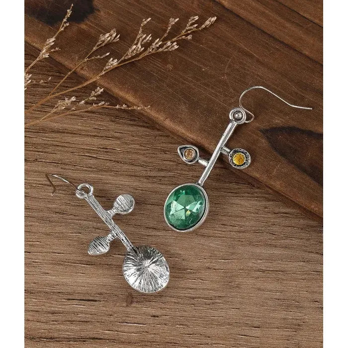 Bohemian Zinc Alloy Asymmetric Long Drop Earrings Flower Pendant Gift