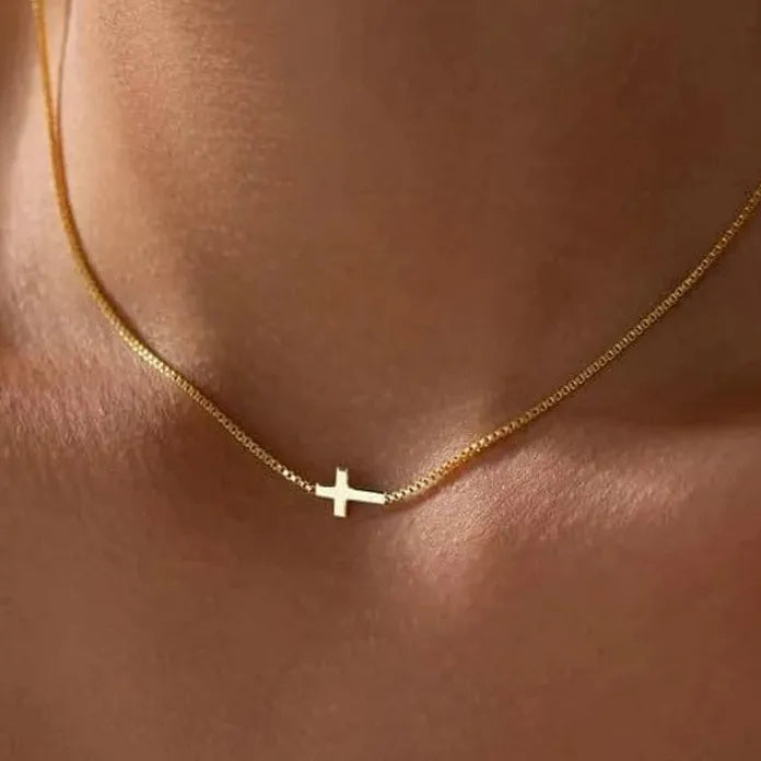 316 Stainless Steel Gold Cross Pendant Necklace Waterproof Hypoallergenic Women Jewelry