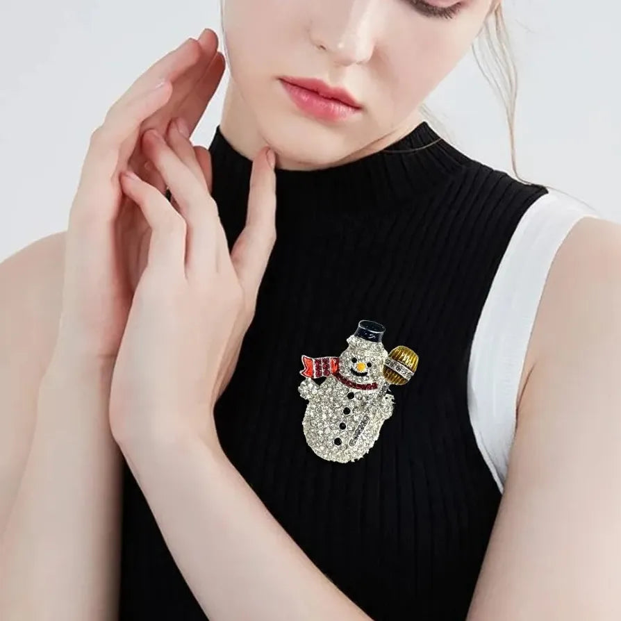 Elegant Christmas Snowman Brooch Pin Jewelry Gift for Men and Women