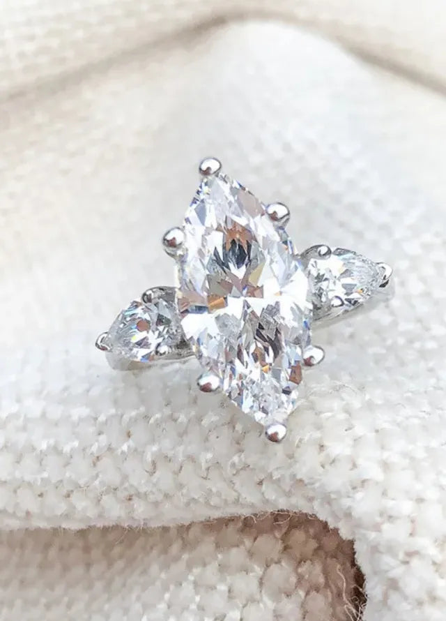 Elegant Silver Plated Promise Ring with Paved Zirconia Engagement Wedding Gift