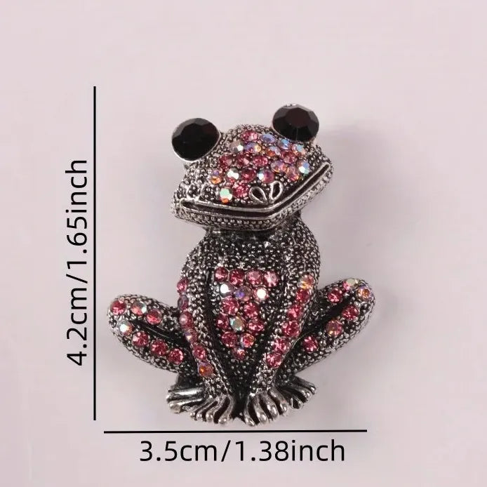 Vintage Rhinestone Frog Toad Brooch European American Pin Jewelry Accessory