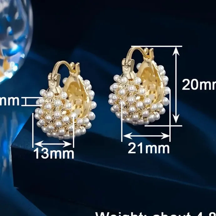 Elegant Copper Alloy Pearl Hoop Earrings for Party Wedding Gift