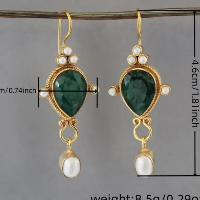Vintage Court Gold Women's Zinc Alloy Drop Earrings Ethnic Style Stone Jewelry Gift