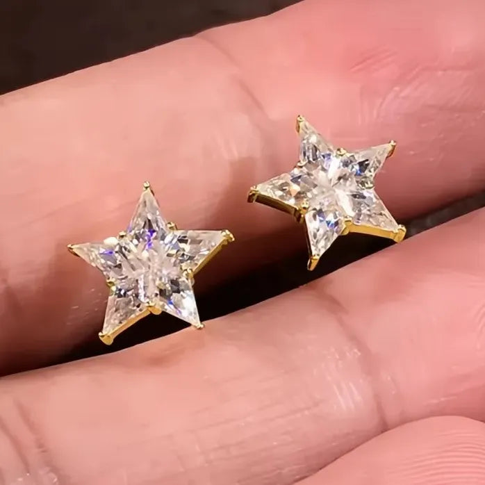 Star Women Stud Earrings Copper CZ Jewelry Fashion Party Wedding Gift
